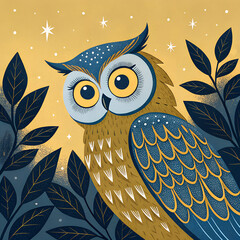 Cute owl illustration art print poster for nursery decor wall art owl vector graphic design art