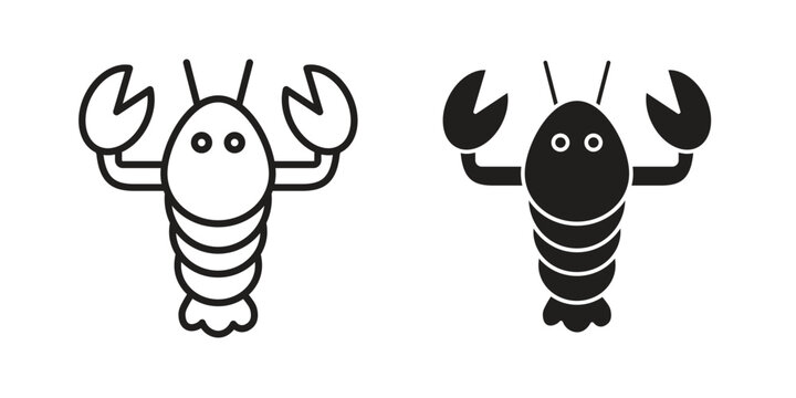 Lobster icon clipart and lineart vector symbols