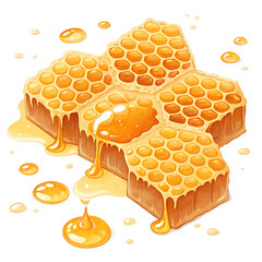 Delicious honeycomb dripping honey illustration for natural food and healthy lifestyle concept design