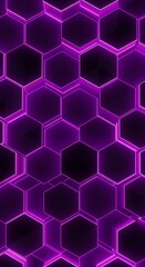 Dynamic purple honeycomb pattern with glowing neon lines, perfect for tech backgrounds and futuristic designs