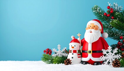 Christmas figurines on snow