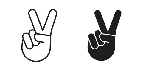 Obraz premium Hand peace icon clipart and lineart vector symbols