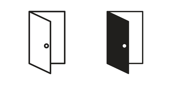 Door open icon clipart and lineart vector symbols