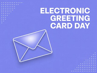 Celebrate electronic greeting card day with a digital envelope illustration on a purple background