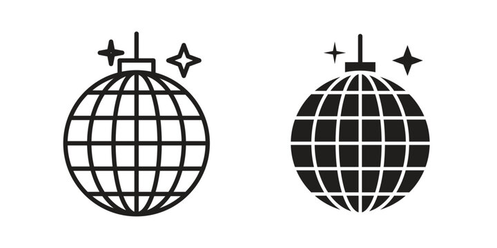 Disco ball icon clipart and lineart vector symbols