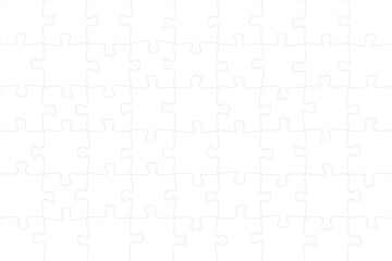Jigsaw puzzle blank template or cutting guidelines of transparent pieces. Pieces are easy to separate (every piece is a single shape). Jigsaw puzzle transparent template. Vector illustration