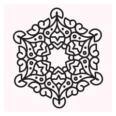 Mandala art black hand-drawn 