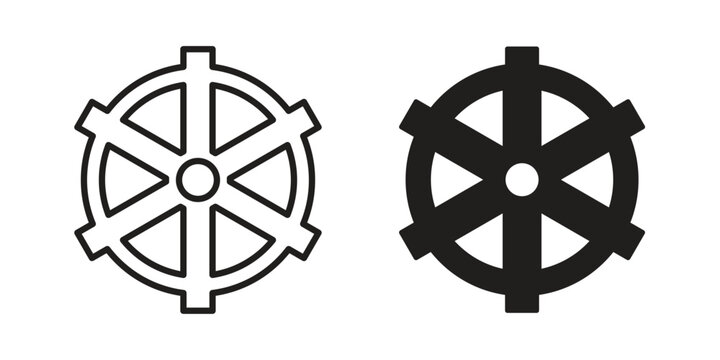 Dharmachakra icon clipart and lineart vector symbols