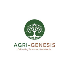 Green AGRI-GEN Logo with Tree Symbol: Cultivating Tomorrow's Sustainable Agriculture and Growth, Branding for Environmental and Farming Solutions, Flat Vector Elements, Vector Illustration, Simple
