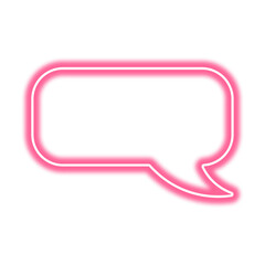 A pink neon speech bubble with rounded corners and a white interior, isolated on a white background.