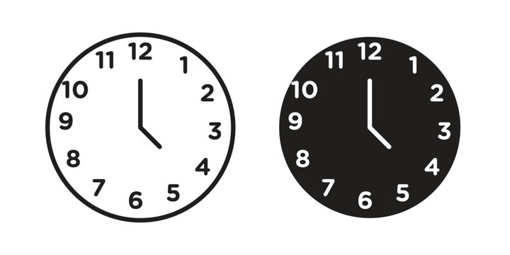Clock face icon clipart and lineart vector symbols