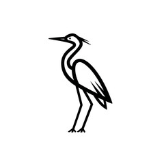 Obraz premium Simplistic line art of a heron, poised and elegant against a crisp white background