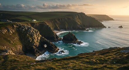 Coastal cliff landscape golden hour