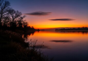 Obraz premium Sunrise over calm water