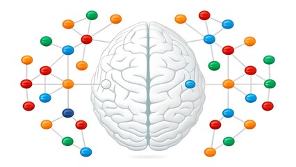 Artificial intelligence and neural network concept with brain and connected nodes
