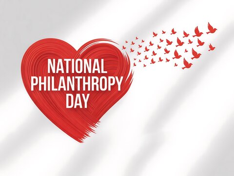 Celebrating national philanthropy day with a red heart symbolizing generosity and kindness
