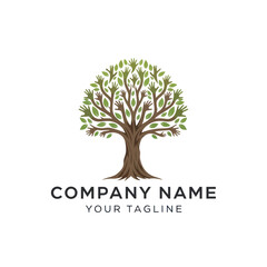 Obraz premium Stylized Tree Logo with Human Hands as Leaves and Branches, Representing Community, Growth, and Environmental Care, Ideal for Business Branding and Sustainability Initiatives, Flat Vector Elements,