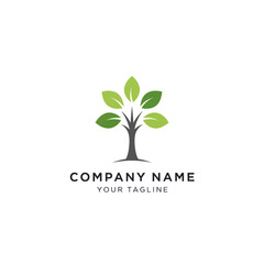 Obraz premium Modern Green Tree Logo with Company Name and Tagline on White Background, Ideal for Branding and Corporate Identity, Flat Vector Elements, Vector Illustration, Simple Vector, Stylized Vector Drawing,