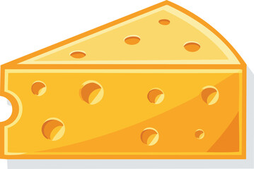 A delicious wedge of Swiss cheese with holes. An isolated, cartoon-style vector illustration for food and dairy concepts. Generative AI