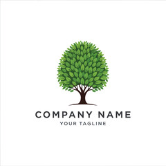 Obraz premium Green Tree Company Logo Design with Lush Foliage and Corporate Typography on White Background, Flat Vector Elements, Vector Illustration, Simple Vector, Stylized Vector Drawing, Vector Template,