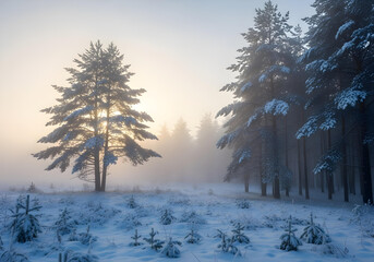 winter landscape with trees and snow