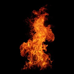 Fiery flames against black background