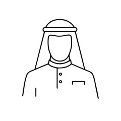Arab man line icon isolated on white background vector 