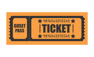 Vector art of orange ticket with black frame and text