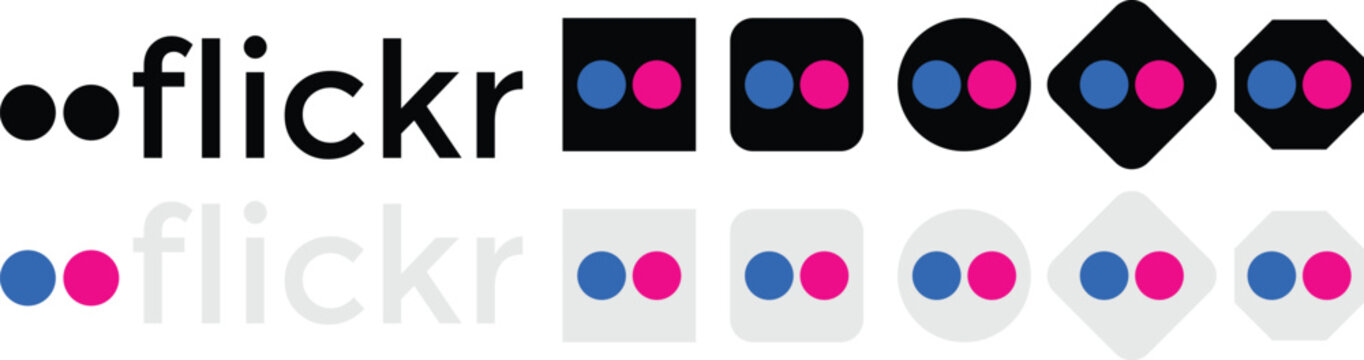 flickr logo icon. Popular online photo-sharing site platform. Social media app. Design can use for web and mobile app. Social media design concept
