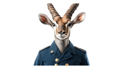 Gazelle with uniform on black background digital artwork