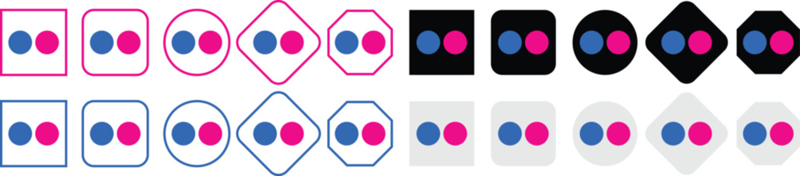 flickr logo icon. Popular online photo-sharing site platform. Social media app. Design can use for web and mobile app. Social media design concept
