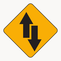 Vector art of two way traffic sign a clear and concise visual guide for drivers, ensuring safe and compliant navigation on roads and highways