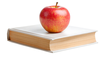 apple on book isolated on white background