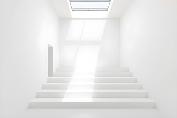 Fototapeta premium Minimalist Staircase Ascending to a Skylit Upper Level
