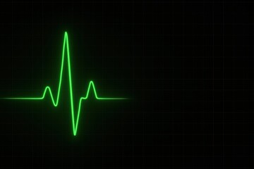 Naklejka premium Green Electrocardiogram Line on Dark Background Interpreting Heartbeat Signal Monitor