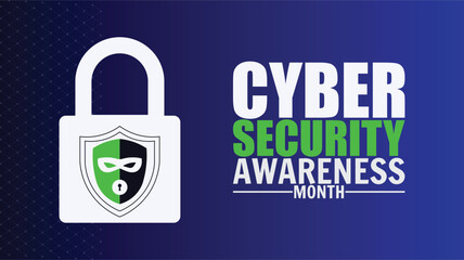 National cyber Security awareness month. It is celebrated every year in October. Background, poster, card, banner social poster