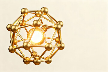 Golden geometric spherical structure with illuminated center