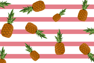 seamless pattern of pineapple with horizontal lines