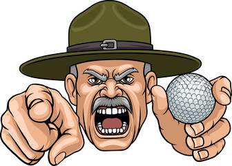 Drill Instructor Sergeant Bootcamp Golf Mascot