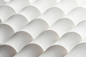 Close-up of white textured surface with repeating curved patterns