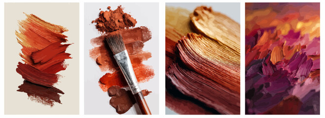 Vector pattern set of blended brush strokes in warm tones background