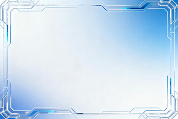 Abstract futuristic frame with blue gradient background and circuit-like border design