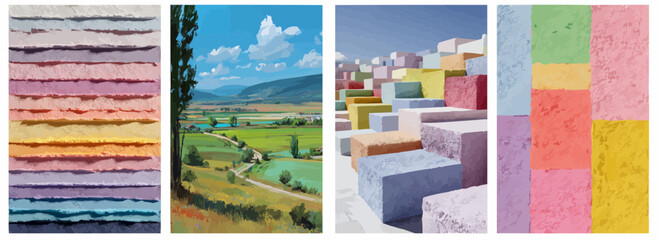 Vector pattern set of sun-washed pastel color fields background