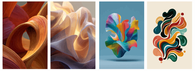 Vector pattern set of warm breeze flowing shapes background