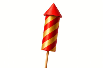 Fireworks rocket with red and gold stripes 