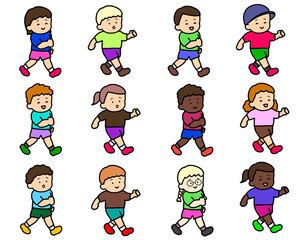 大勢の子供たち　歩くセット