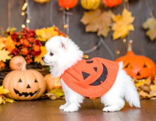 Cute puppy in Halloween costume