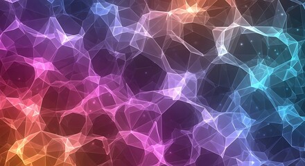 Vibrant network of polygonal shapes with gradient color blending