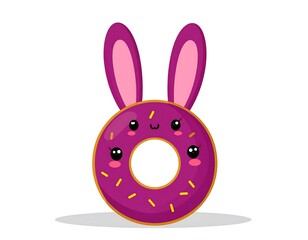 Cute purple donut with bunny ears