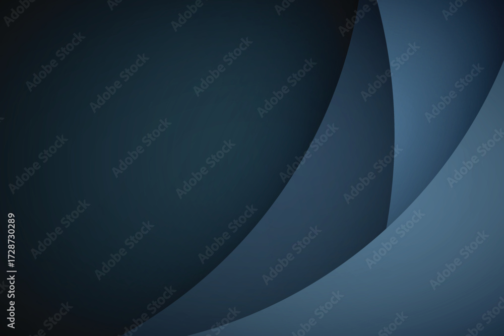 Wall mural dark blue abstract background with overlapping realistic style paper cut curves shape
